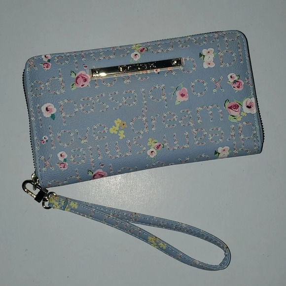 Betsey Johnson Handbags - BETSEY JOHNSON BLUE FLORAL WALLET/WRISTLET NWOT